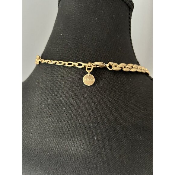 Stella and Dot Pink & Cream Petal Floral Rhinestone Statement Bib 16” Necklace - Picture 4 of 4